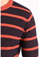 Men Sweater Produkt Pktpktbwo Nicco Crew Neck Navy Blazer Stripes Cinnabar